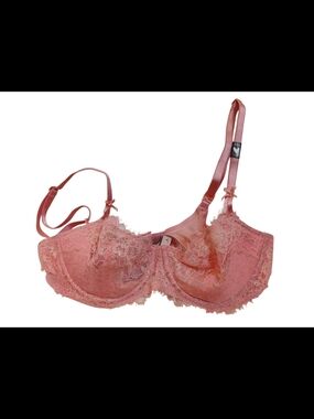 Victoria's Secret Rose Pink Eyelash Lace Underwire Bra New With Tags Size 34B